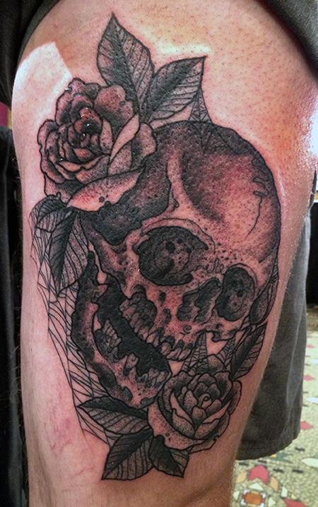 Jeff Johnson - Skull Roses and Webs Tattoo